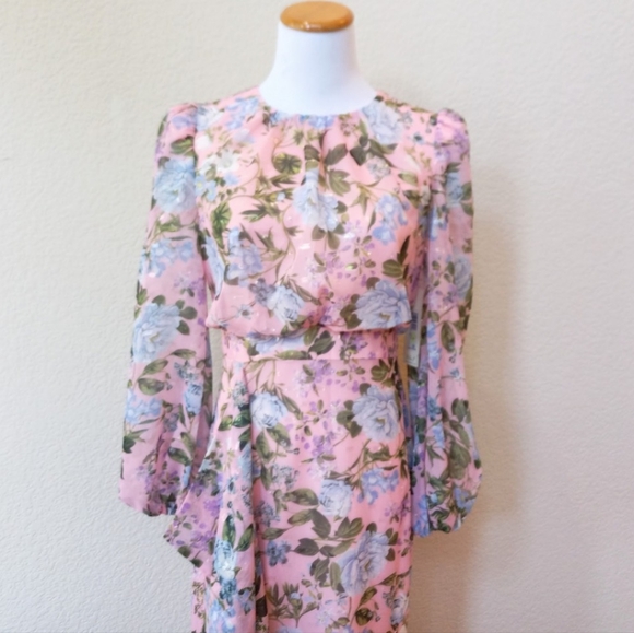 Eliza J pink and blue floral blouston maxi dress - Picture 5 of 9